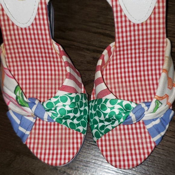 New Coach Tammie Story Patch Laceup Wedge Pump 7 - Picture 9 of 9